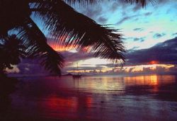 Micronesian Sunset; Nikon F, 28mm Lens by Rick Tegeler 